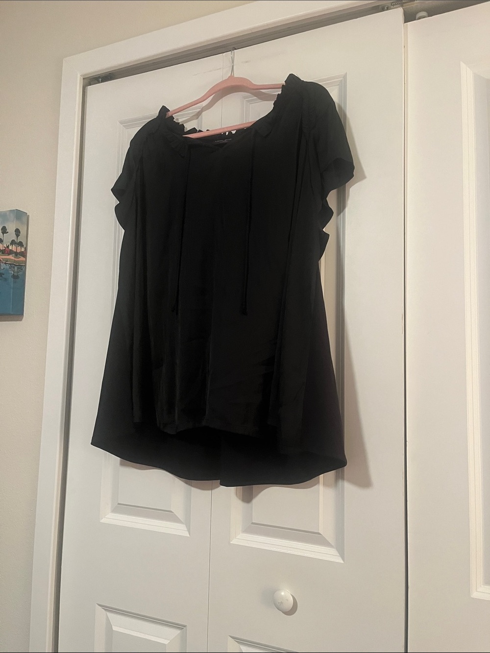 Lane Bryant Black Ruffle-Sleeve Peasant Blouse
